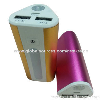 6000mAh Power Bank for iPhone, Samsung Galaxy, HTC, with LED Lights and Dual-USBNew